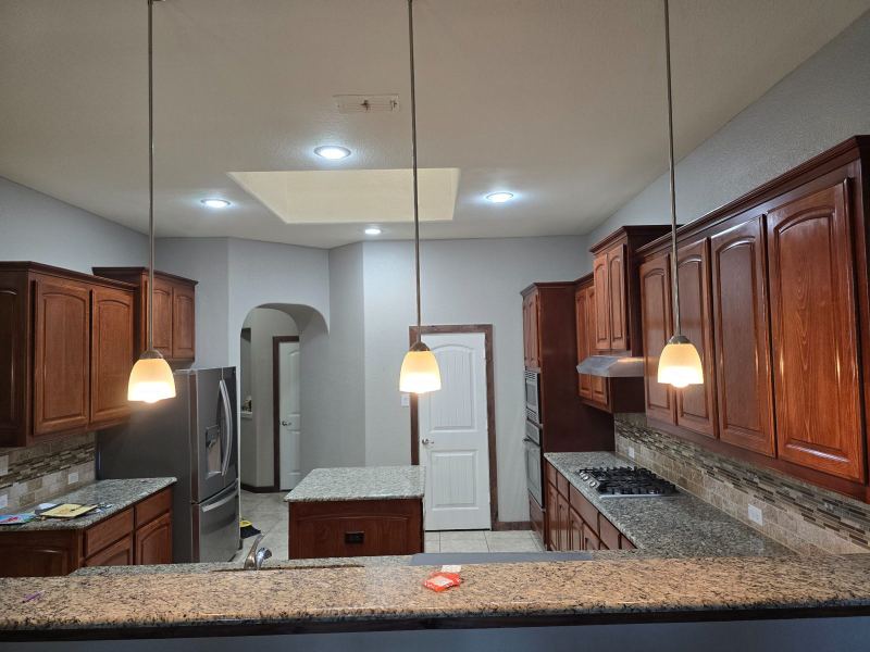 Kitchen cabinets after refinishing