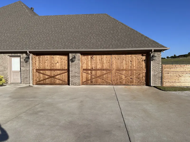Wood garage doors finished