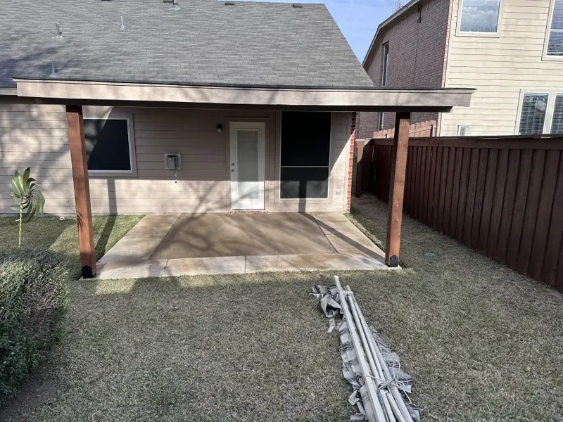Completed covered patio finish work