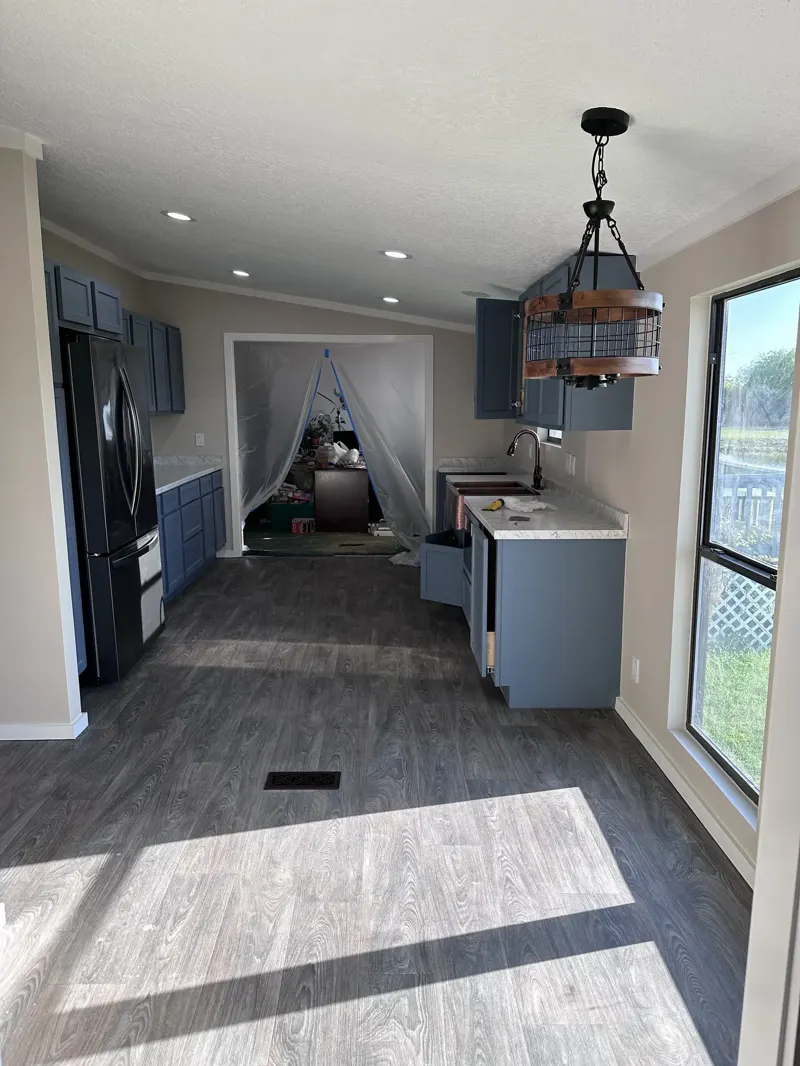 Kitchen remodel with finished flooring