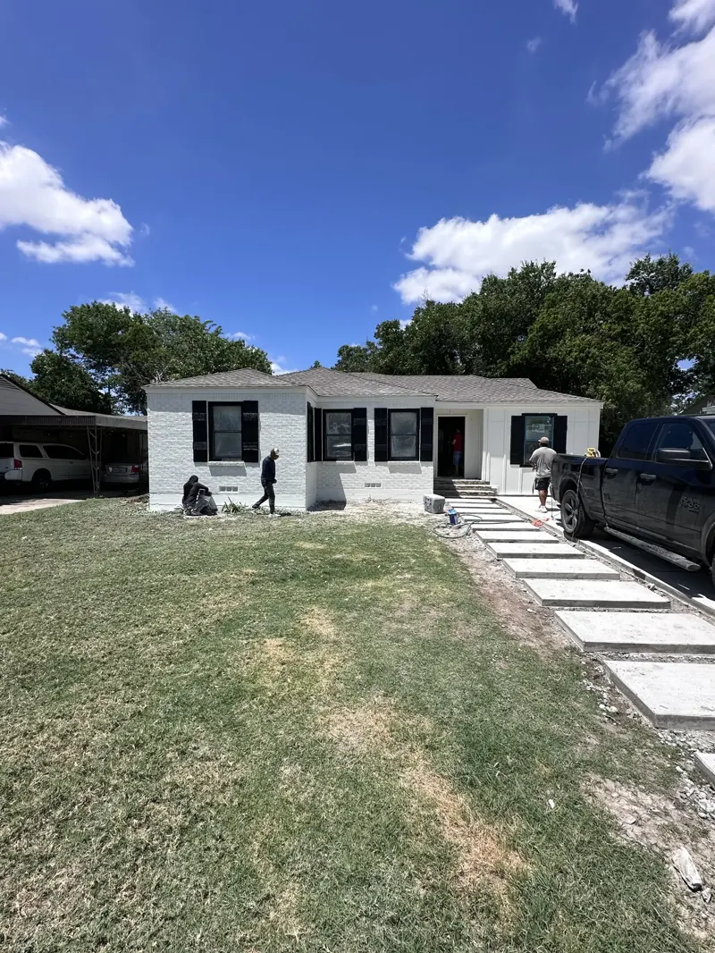Finished painted brick exterior at the front of a home