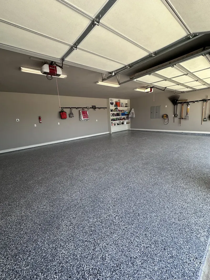 Finished garage floor coating