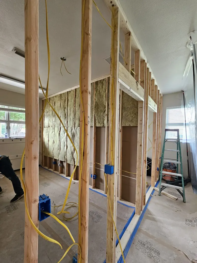 Wood framing interior remodel