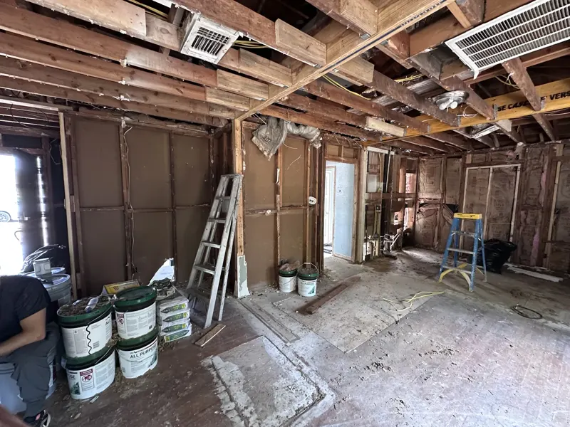 Interior demolition open framing