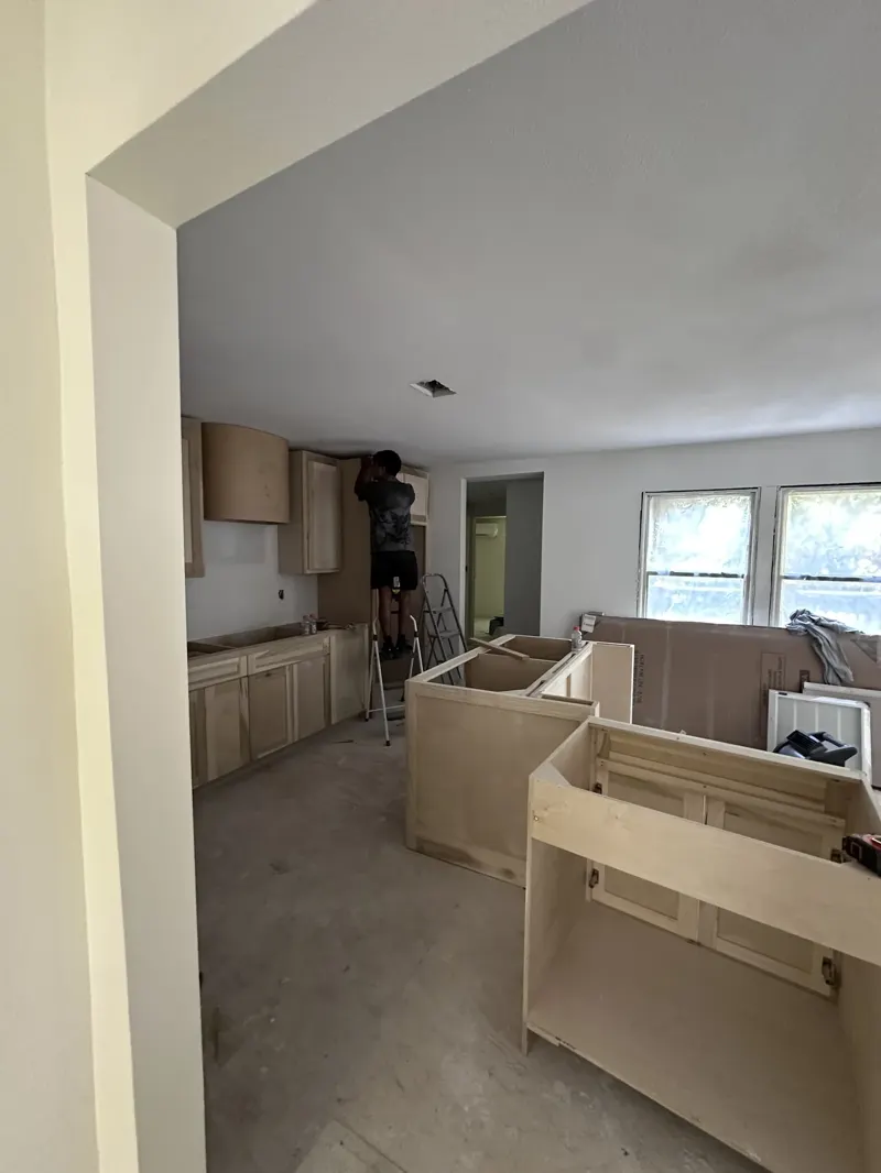 Kitchen remodel with newly installed cabinets