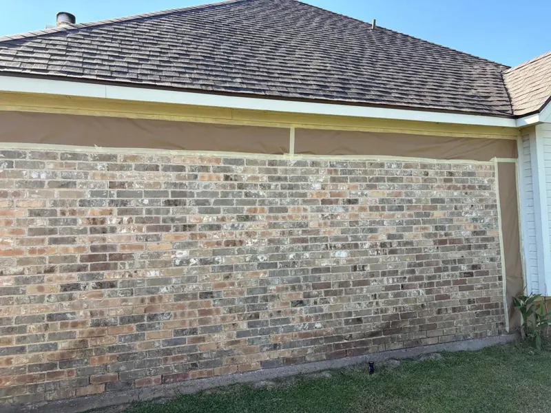 Exterior brick and soffit paint prep