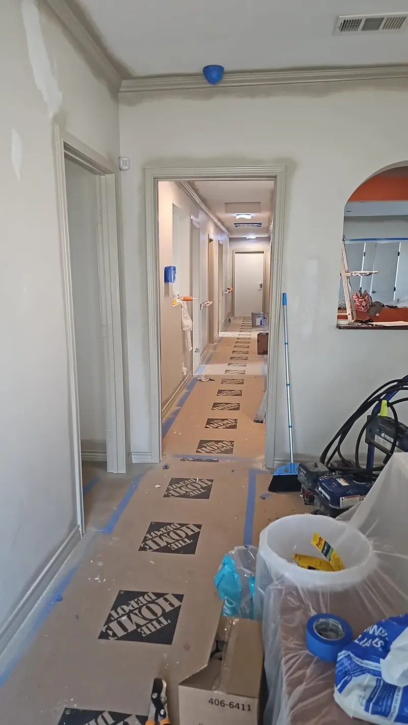 Interior paint prep hallway